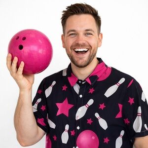 Hawalili Fun Bowling Button Down Shirt NWT Mens Size Large